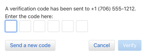 Apple ID Entry box for Two-Factor auth code